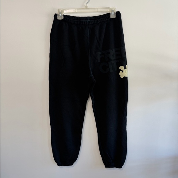 freecity Pants - Freecity Black Joggers with Cream Logo